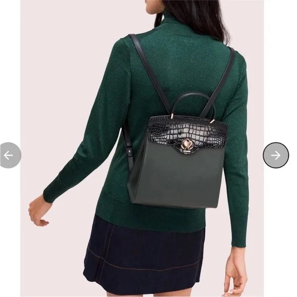 Kate Spade Romy croc embossed leather backpack display picture 1
